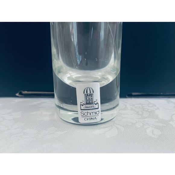 Vintage Schmid Etched Glass Sunflower Bud Vase 7" Tube Cylindrical Weighted Bott - Picture 5 of 7